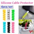 4 Pcs Pack Of Spiral Silicone Cable Protectors Charging Cable Protector Prevent Cable Break For Android, Headphones, Earphones, Pods, Mouse Flexible Cable Wire Organizer Sleeve Repair Pet Bite Cable Wire Identification Cover Type C Cord Adapter Wrap. 