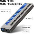 CASIS 16 Ports 90W USB 3.0 Data Hub - with Individual On/Off Switches and 12V/7.5A Power Adapter USB Hub 3.0. 