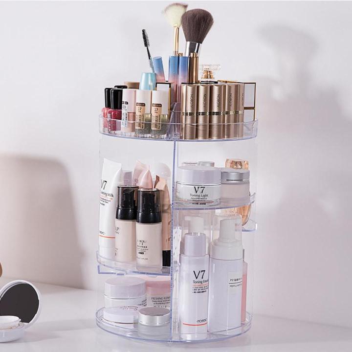 Large Capacity 360 Rotating Makeup Organizer Cosmetic Display Holder Stand