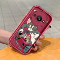 For Redmi A3 Back Cover Cartoon Tom Jerry Pattern Mobile Cover Soft Square Ladder Silicone Phone Case. 