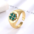 Classic jewelry 18k gold plated brass enamel signet ring women. 