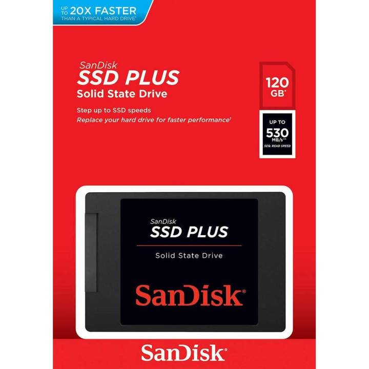 SanDisk SSD PLUS 120GB Internal SSD - SATA III 6 Gbps, 2.5 7mm, Up to 530 MB/s