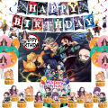 Demon Slayer Birthday Party Anime Backdrops Gril Custom Vinyl Background Photography Photo Studio Photozone Baby Shower Decor. 