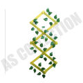 Retractable Wooden Fence with Green Leaf-Artificial Wooden Green Leaf Fence 1.5 feet (18 inches)-Small Retractable Money Plant Leaves Fence- Bail of leaves - Wood Vines Climbing Frame Gardening Plant Home Decoration Size 2 feet. 