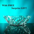 Imported Premium Quality Crystal Floral Design Shallow Glass Bowl (Large 2.8 L). 