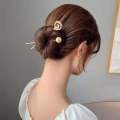 Korean Simple Gold Silver Color Metal Ball Circular Hair Sticks Hollow Long Hairpin For Women Wedding Hairstyle Design Tools. 
