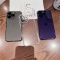 Luxury Plating Transparent Hard Case For iPhone 14 Pro Max Silicone purple Cover funda Deep Purple Phone Case for iPhone 14 Pro Max Cases  With Camera Lens Full Protection Crystal Clear Soft Slim Capa (Deep Purple/Transparent). 