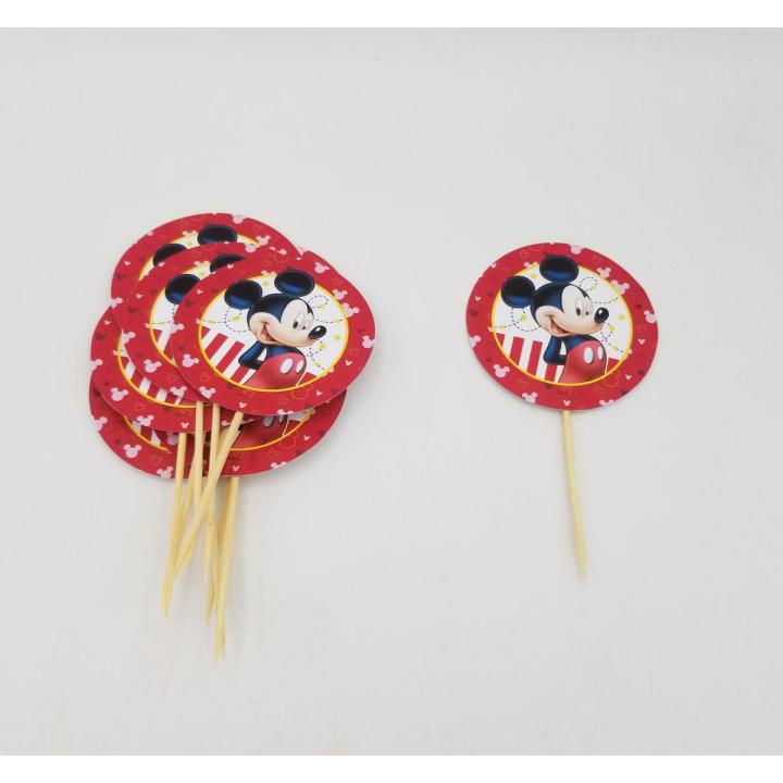 MICKEY MOUSE CUPCAKE TOPPER - PACK OF 10 CUPCAKE TOPPERS - MICKEY MOUSE THEME CUPCAKE TOPPERS