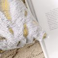 QS Decorative Super Soft Square Faux  with Gold Feathers Gilding Leaves Cushion Covers Cases Soft Fuzzy Cute Pillowcase for Couch Sofa Bed, 12x20 Inch | QS Bedding. 