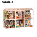Robotime Rolife Super Creator Plastic Whole Set 1:24 Mini House 6 in 1 Six Grid DIY Miniature LED House Kit Roof and Dust Cover Accessories Decorative Toy -DW001B~006. 