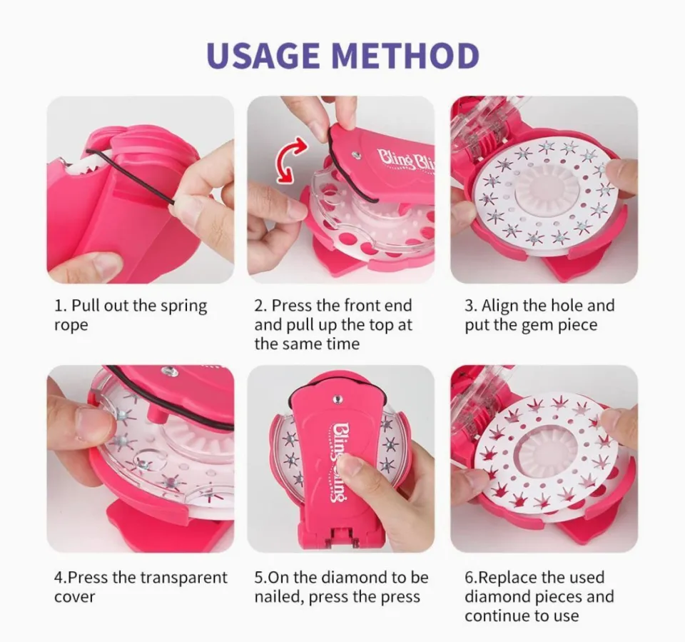 Kit DIY Strass Pour Cheveux Make It Real - Tampon Et Stylo à Strass, 100+ Diamants, Pour Filles 5 Ans Et +