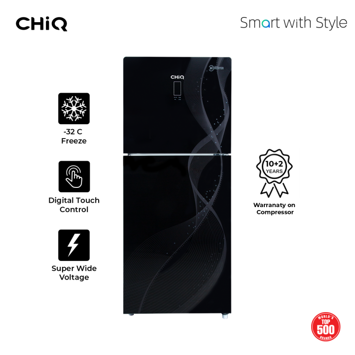 CHiQ 11 CFT CTM-308IGB- 4D DC Inverter Fridge - Refrigerator - Black Color- Glass Door - 12 Year Official Brand Warranty All Pakistan