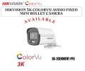 HIKVISION 3K ColorVu Audio Fixed Mini Bullet Camera | DS-2CE10KF0T-PFS(3.6mm). 