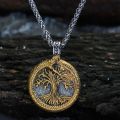 Nordic viking tree of life Scandinavian Yggdrasil necklace for men gift with valknut bag norse jewelry for men women. 