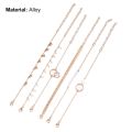 Super 6Pcs/set Boho Bracelet Set Women Tassels Leaves Circular Chains Bangle Jewelry. 