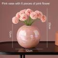 Small Ceramic Flower Vase, Decorative Round Bud Vase, Hydroponics Container, Plant Pot, Floral Vases for Home Decor Centerpieces With Artificial Flower. 