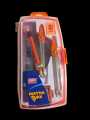 Mathematical Geometry Box -  8  Instruments -  1 Led pencil, 1 pencil sharpener, 2 triangle rulers,1 straight 6″ scale, 1 protractor,1 metal compass, 1 dual nib compass and 1 soft eraser.. 