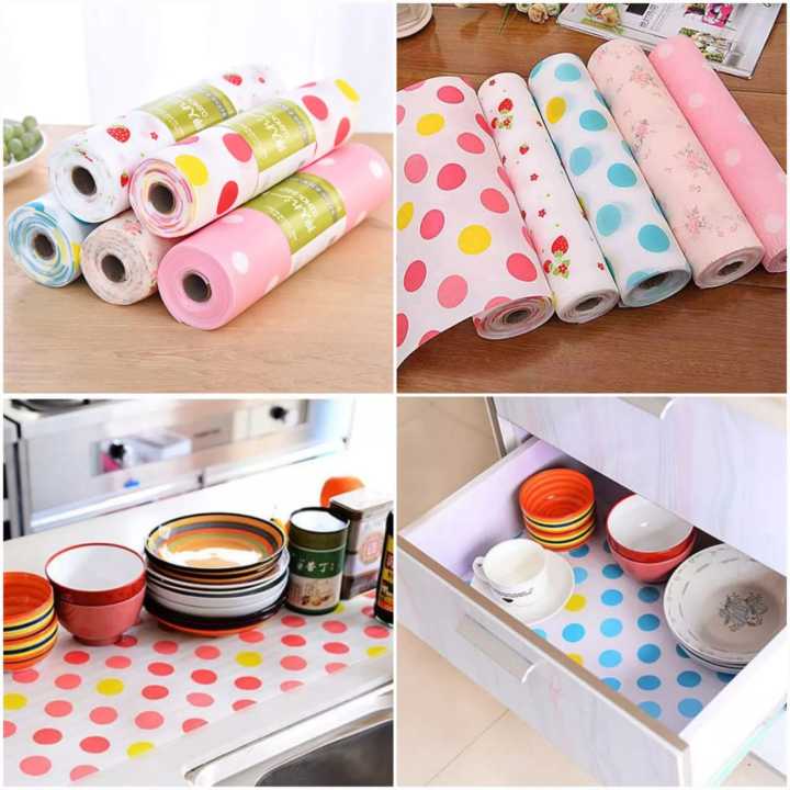 Rolls Printing Antibacterial Cabinet Plastic Foam Household Wardrobe Moisture Drawer Pad Waterproof Non-Slip Paper Kitchen Cupboard Liners Fomic Roll Mat (Multicolor)