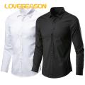 Men Polyester Shirt Men's Formal Business Shirt Slim Fit Plus Size Breathable Office Top Lightweight Men Shirt. 