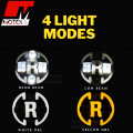 7 Inch Full Ring Round LED Headlight with Hi/Low Beam and Angel Eye Lamp With R Shape Double Color Yellow/ White Drl For Motorcycle - 1 Pcs. 