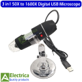 3 in 1 USB Type 50x to 1600x Magnification USB Digital Microscope with OTG Function 8-LED Light Magnifying Glass Magnifier with Stand for Mobile Phone Repair by Electrica. 