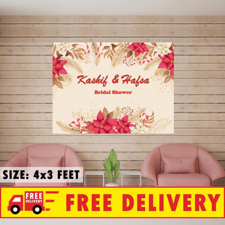 Bridal Shower Party Backdrop Printed On Panaflex