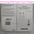 Samsung 65W PD Super Fast Charging Adapter with 2 Type-C and 1 USB Port USB C Charger Quick Charge QC4.0 QC PD3.0 PD USB C Type C Fast USB Wall Charger Adapter For Galaxy S22 S22 Ultra S22 Plus S21 S21 Ultra S21 ProS20Plus Note 10+ A90 A80. 
