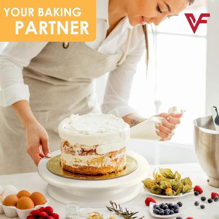 Cake Turn Table Cake Decorating Icing Rotating Turntable Stand White Plastic Fondant Diy Baking Rotating Tray