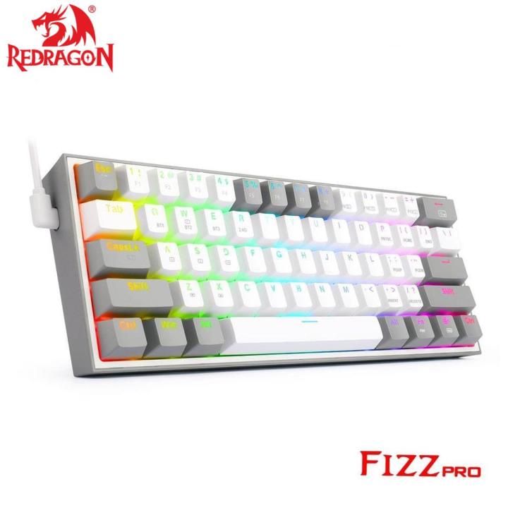 Redragon K616 FIZZ Pro RGB 60% Wireless and Wired Mechanical Gaming Keyboard 3 in 1 Bluetooth 2.4G and Wired Modes with Red Switches 61 Keys