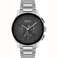 Hugo Boss Black Dial Silver Stainless Steel Chronograph watch For Men 1513762. 