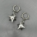 Gothic Spiky Ball Hoop Dangle Earrings for Women Y2K Punk Spike Morning Star Charm Drop Earrings Grunge Aesthetic Earrings. 