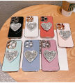 Applicable Voice Transmission Note30Pro Phone Case Rhinestone Love Bracket POVA4 New InfinixHot20 Silicone. 