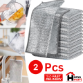 Magic Dishcloth Wire Cleaning Cloths Kitchen Silver Dish Pot Washing Cloth Towels Metal Steel Wire Rags for Kitchen 20x20cm. 
