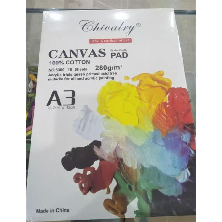1 Pack - Canvas Pad 10 Sheets A3 Size 100% Cotton 280gsm Studio Quality
