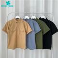 Green Home Cargo Shirt Flap Pockets Male Solid Color Casual Cargo Shirt. 