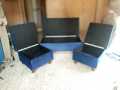Modern Storeage Set Puffy Elegant Designe 2 Seater Fabric Blue Velvet Colour {{Special Offer Available }}. 