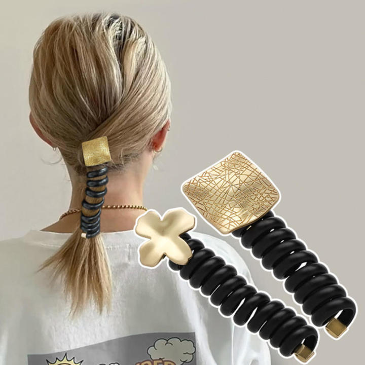 Simple Yet Stylish Rubber Band For Women's Hair Unique Headwear For Bubble Braid Hairstyles Statement-making Hair Accessory With Embedded Gems Elegant Ponytail Phone Line Headwear Luxurious Headband With Intricate Jewelry Details