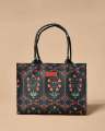Armario || Taj Guldasta Black Tote Bag || Handicraft Fabric Tote Bag || Handbags For Girls || Bags For Girls || Tote Sholuder Bags For Girls || College bags for girls || Bags For Girls. 
