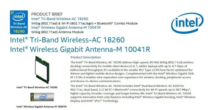 Intel%20Tri-Band%20Wireless-AC%2018260%2018260NGW%20WiGig%20(802.11ad)%20Wi-Fi%20(802.11ac/agn)%20+%205G%20BT4.2%20Bluetooth%20Combo%20Module%20WiFi%20wireless%20network%20card%20PK%20Intel%208260NGW%20-%20Image%204
