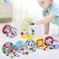 Montessori Wooden Toys Wooden Circles Bead Wire Maze Roller Coaster Educational Wood Puzzles Boys Girls Kid Toy 6+ Months. 