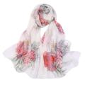 Fashion Women Flower Print Long Soft Wrap Scarf Simulation Silk Shawl Scarves. 