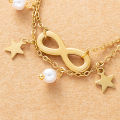 SAKURA 1 set of movable gemstone ring women's anklet stainless steel gold-plated layered chain anklet. 