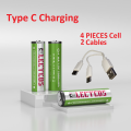 ELECTCOS USB rechargeable AA battery constant 1.5v with Type C Port (2/4 Cell) 2500 mWh/1667mAh. 