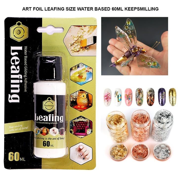 Keep Smiling Leafing Glue 60 ml For Art And Craft- Good To Use For Gold Leaf - Non Toxic - Adhesiveness