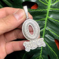 2025 Iced Out Letter Charm Letter O Block Pendant Necklace Bling Cubic Zirconia Punk Styles Hip Hop Men Boy Rope Chain Jewelry. 