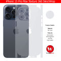 iPhone 15 Pro Max Skin/Wrap 360 Protection Sheet/ Carbon fiber/ Matte/ Transparent/ Lamination Back And Sides Included Camera Skin. 