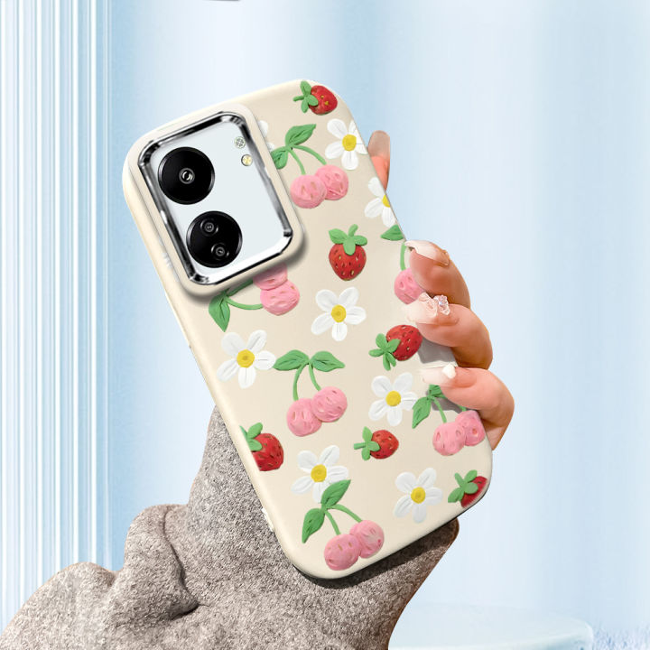 DEL%20for%20Redmi%2013C%20Xiaomi%20Poco%20C65%20Back%20Cover%20Clay%20Strawberry%20Cherry%20Pattern%20Phone%20Case%20Soft%20Silicone%20Luxury%20Silver%20Edge%20Lens%20Mobile%20Cover%20-%20Image%202