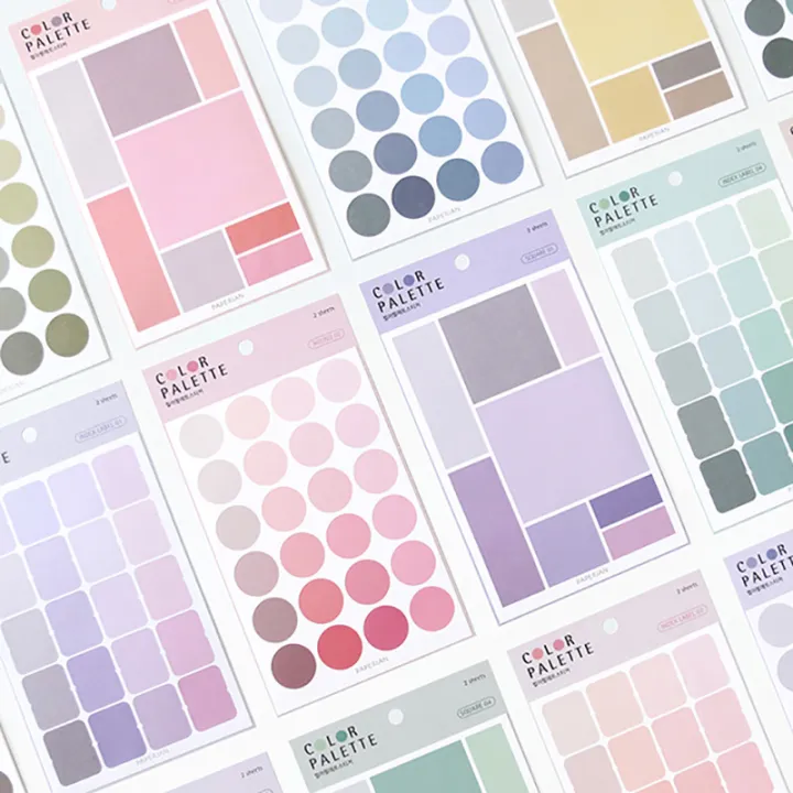 Multi-functional color label stickers 4 pieces into a round square ...
