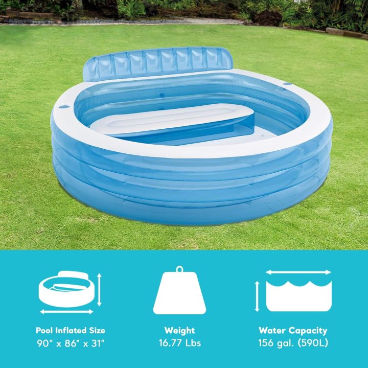 Family Inflatable Swimming Pool with Bench and Cup Holder | Daraz.pk