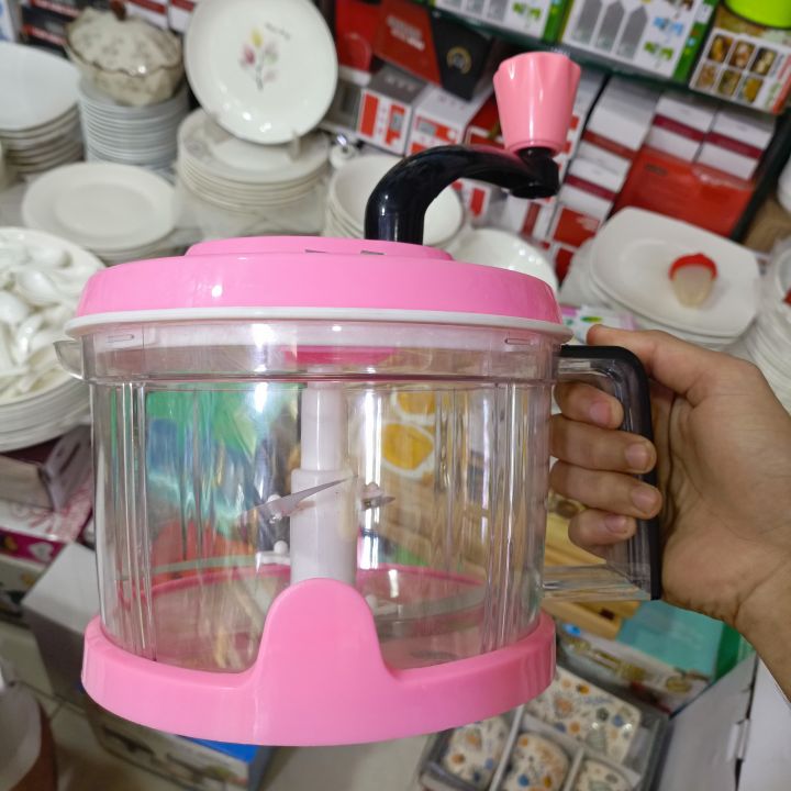 2L MANUAL MULTI FUNCTION FOOD PROCESSOR WITH SHARP FIVE BLADS FOR VEGETABLE AND MEAT EASY TO CARRY